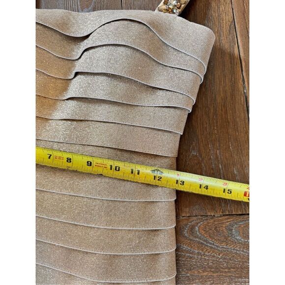 Sherri Hill Gold Tiered Stretch Mini Dress, Size 6 - Picture 12 of 14